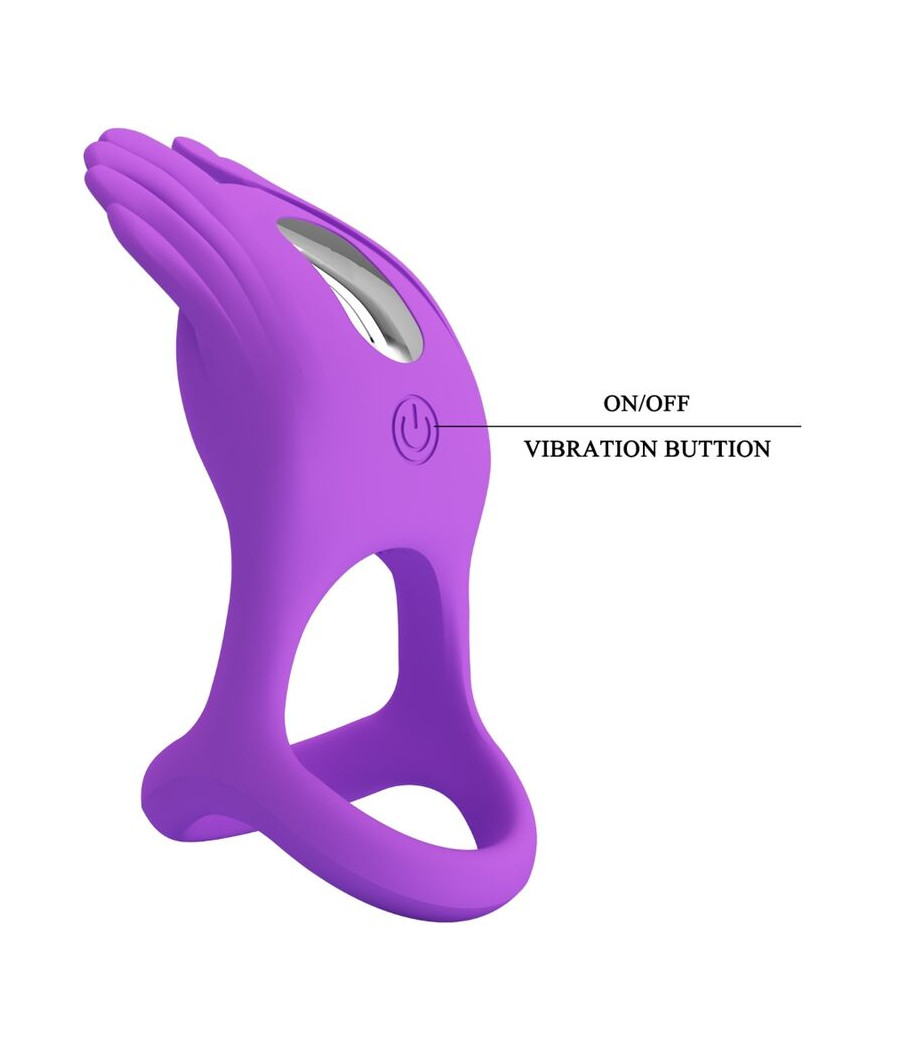 PRETTY LOVE - SILAS ANNEAU PÉNIS VIBRANT 7 VIBRATIONS SILICONE VIOLET