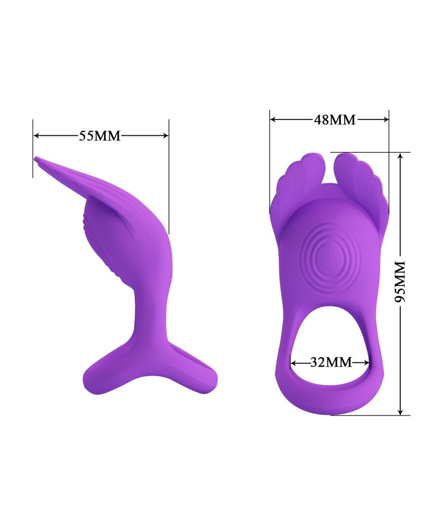 PRETTY LOVE - SILAS ANNEAU PÉNIS VIBRANT 7 VIBRATIONS SILICONE VIOLET