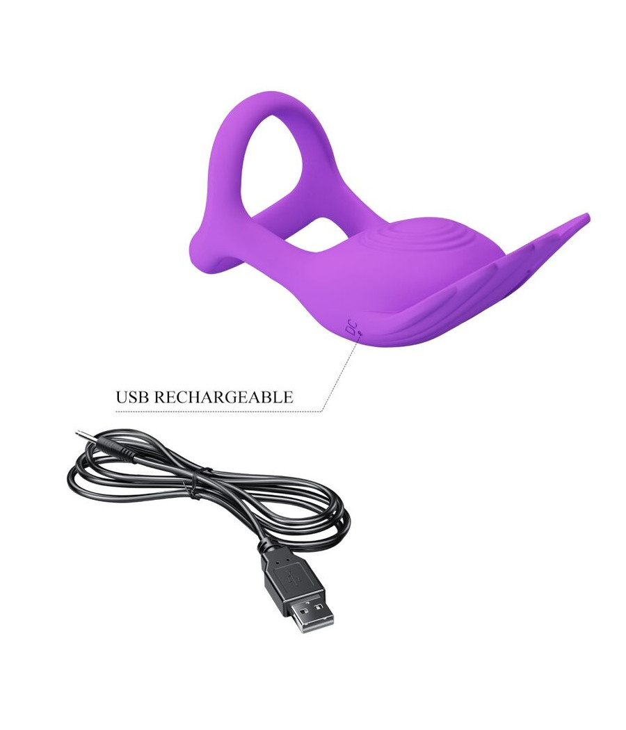PRETTY LOVE - SILAS VIBRANT PENIS RING 7 VIBRATIONS PURPLE SILICONE