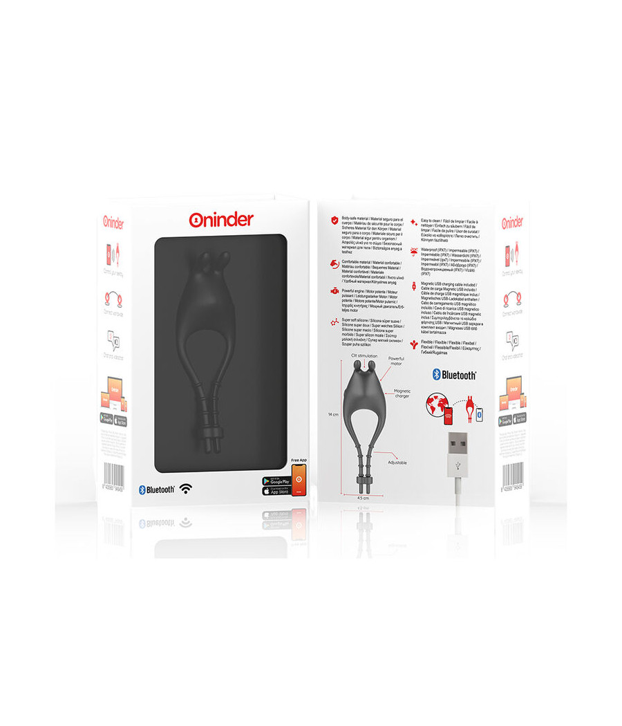 ONINDER - PAMPA WIEDERAUFLADBARER EINSTELLBARER VIBRATORRING MIT KLITORISSTIMULATOR 10 GESCHWINDIGKEITEN - KOSTENLOSE APP