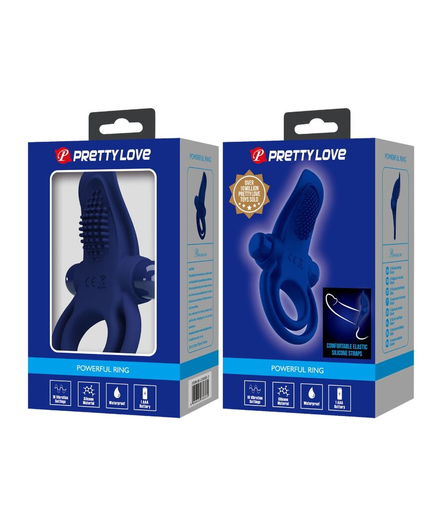 PRETTY LOVE - BRONSON DOPPELRING MIT VIBRATION BLAU