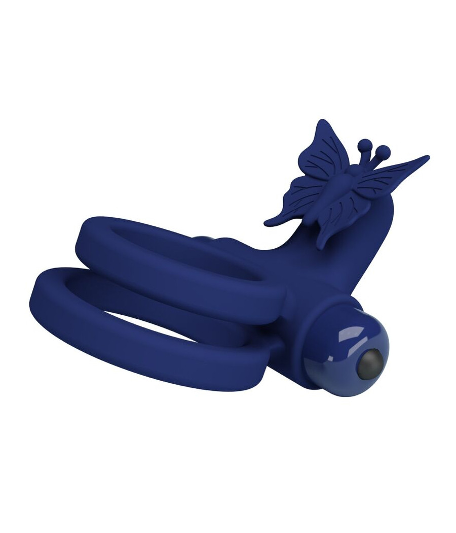 PRETTY LOVE - JAMELE DOPPELRING MIT VIBRATION & SCHMETTERLINGSTIMULATOR BLAU