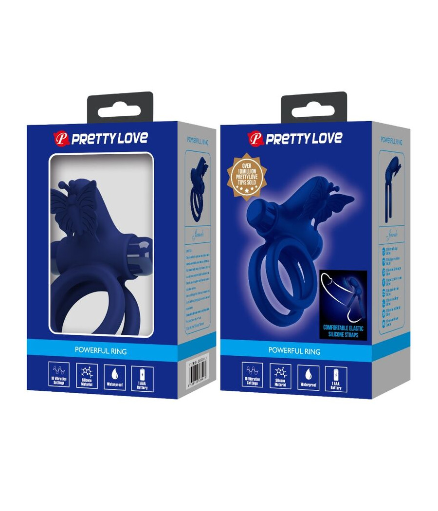 PRETTY LOVE - JAMELE ANEL DUPLO COM ESTIMULADOR DE VIBRAO E BORBOLETA AZUL