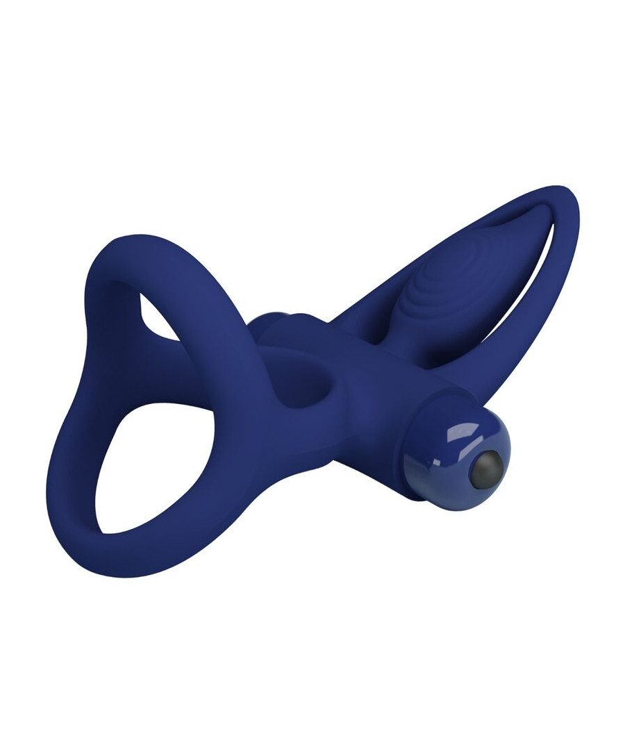 PRETTY LOVE - MAT DOUBLE ANNEAU AVEC VIBRATION & STIMULATEUR BLEU