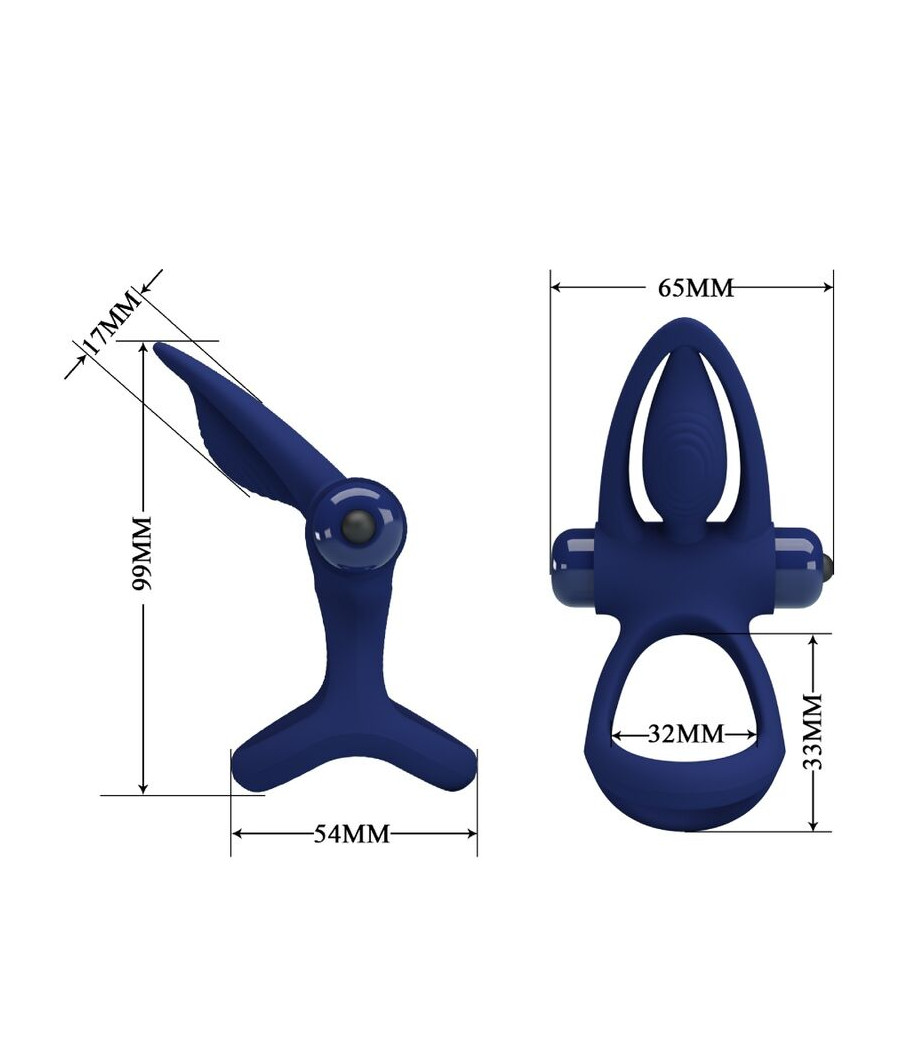 PRETTY LOVE - MAT DOPPELRING MIT VIBRATION & STIMULATOR BLAU