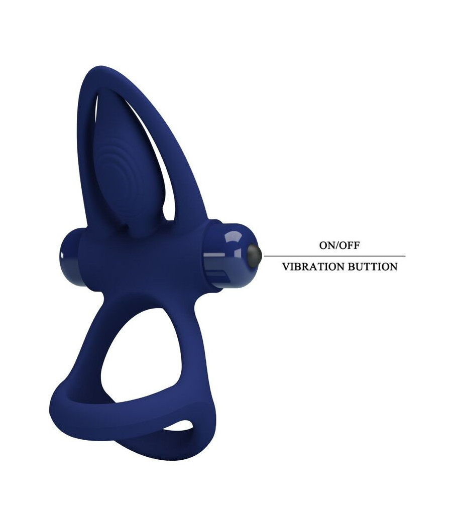 PRETTY LOVE - MAT DOUBLE ANNEAU AVEC VIBRATION & STIMULATEUR BLEU
