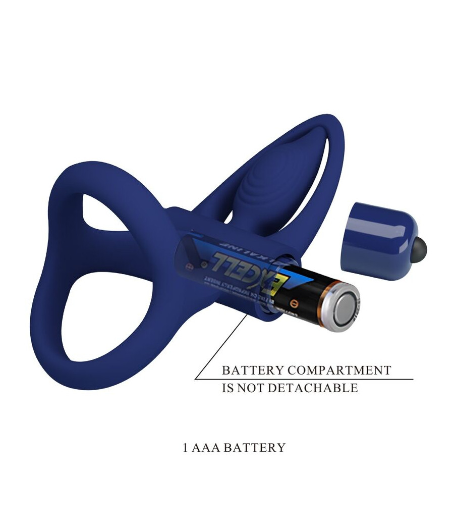 PRETTY LOVE - MAT DOUBLE RING WITH VIBRATION & STIMULATOR BLUE