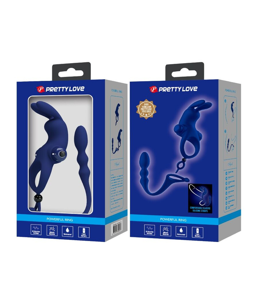PRETTY LOVE - AYAD RABBIT VIBRATORRING MIT STECKER BLAU