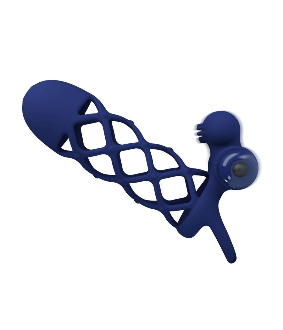 PRETTY LOVE - GIANN ANNEAU VIBRATEUR AVEC GAINE EN SILICONE BLEU