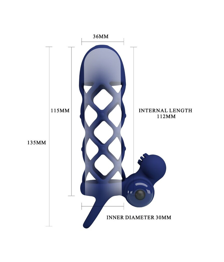 PRETTY LOVE - GIANN VIBRATOR RING WITH SILICONE SHEATH BLUE