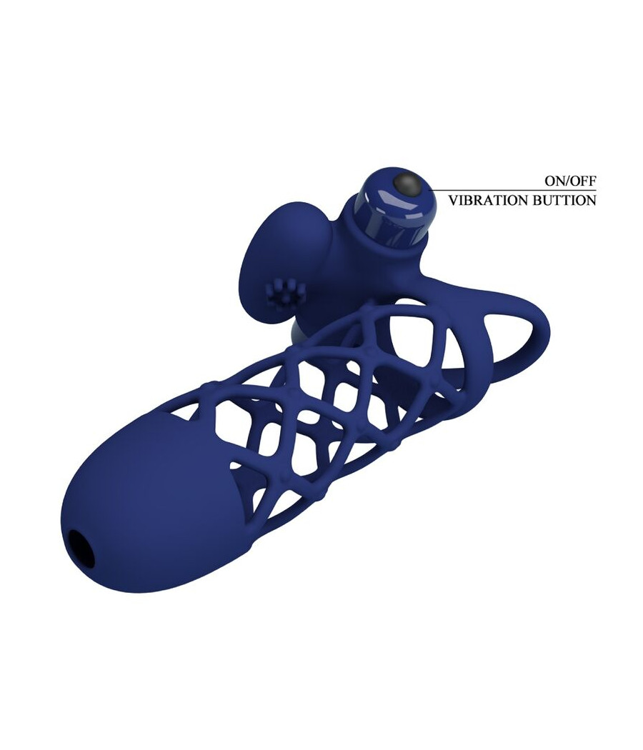 PRETTY LOVE - GIANN VIBRATOR RING WITH SILICONE SHEATH BLUE