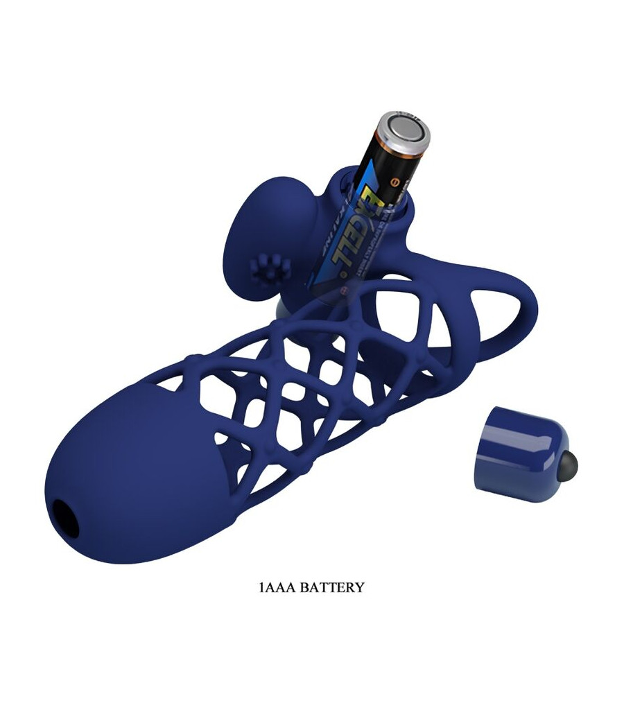 PRETTY LOVE - GIANN VIBRATOR RING WITH SILICONE SHEATH BLUE