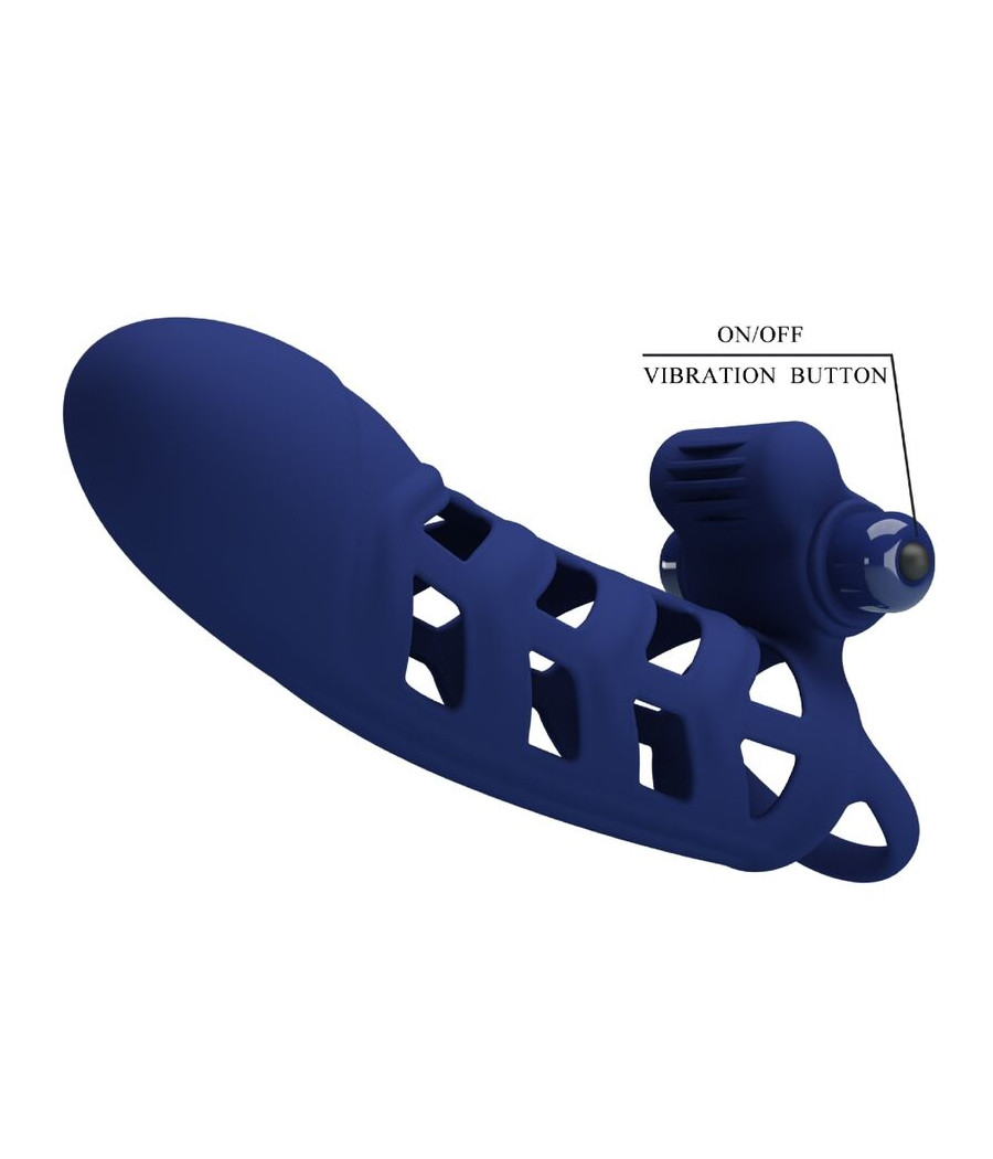 PRETTY LOVE - ALTAF ANNEAU VIBRATEUR AVEC GAINE EN SILICONE BLEU