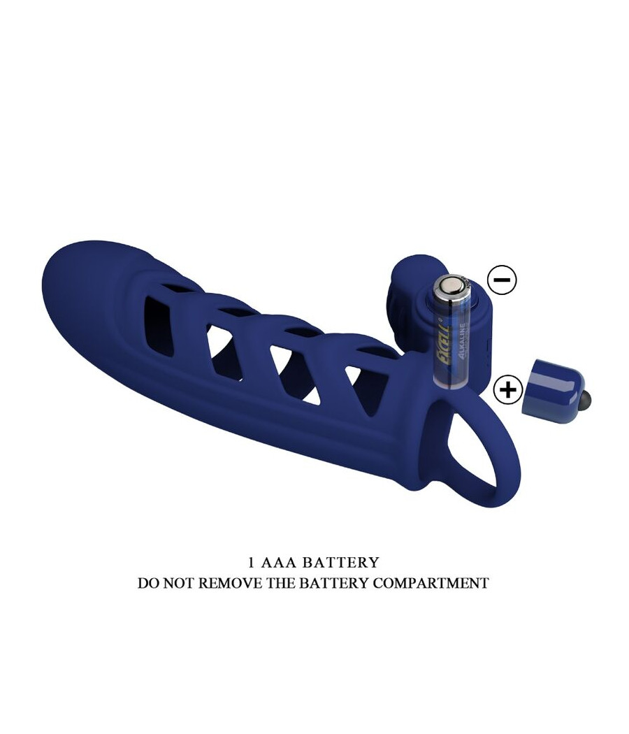 PRETTY LOVE - ALTAF ANILLO VIBRADOR CON FUNDA DE SILICONA AZUL