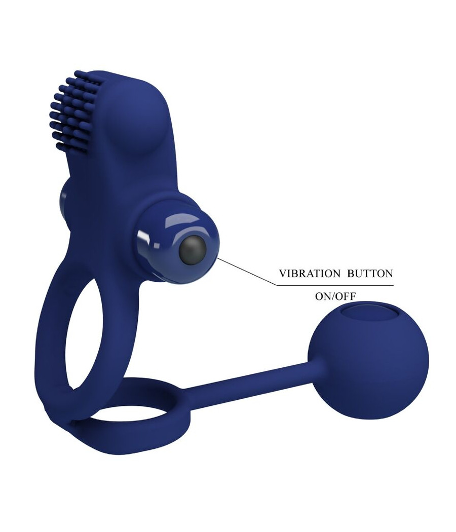 PRETTY LOVE - REMINGTON DOUBLE VIBRATING RING WITH PLUG BLUE