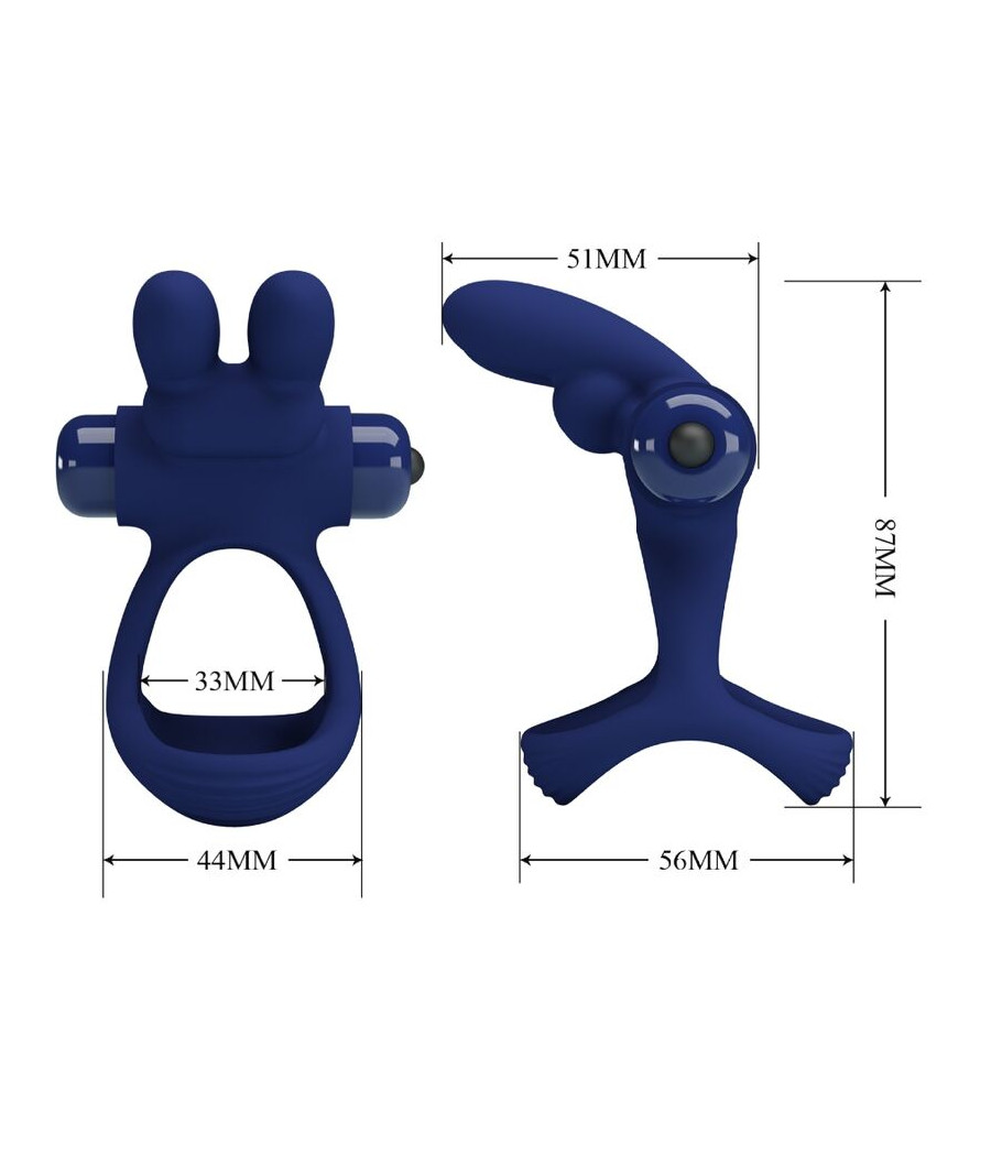 PRETTY LOVE - FRANCISCO DOUBLE VIBRATING RING RABBIT BLUE