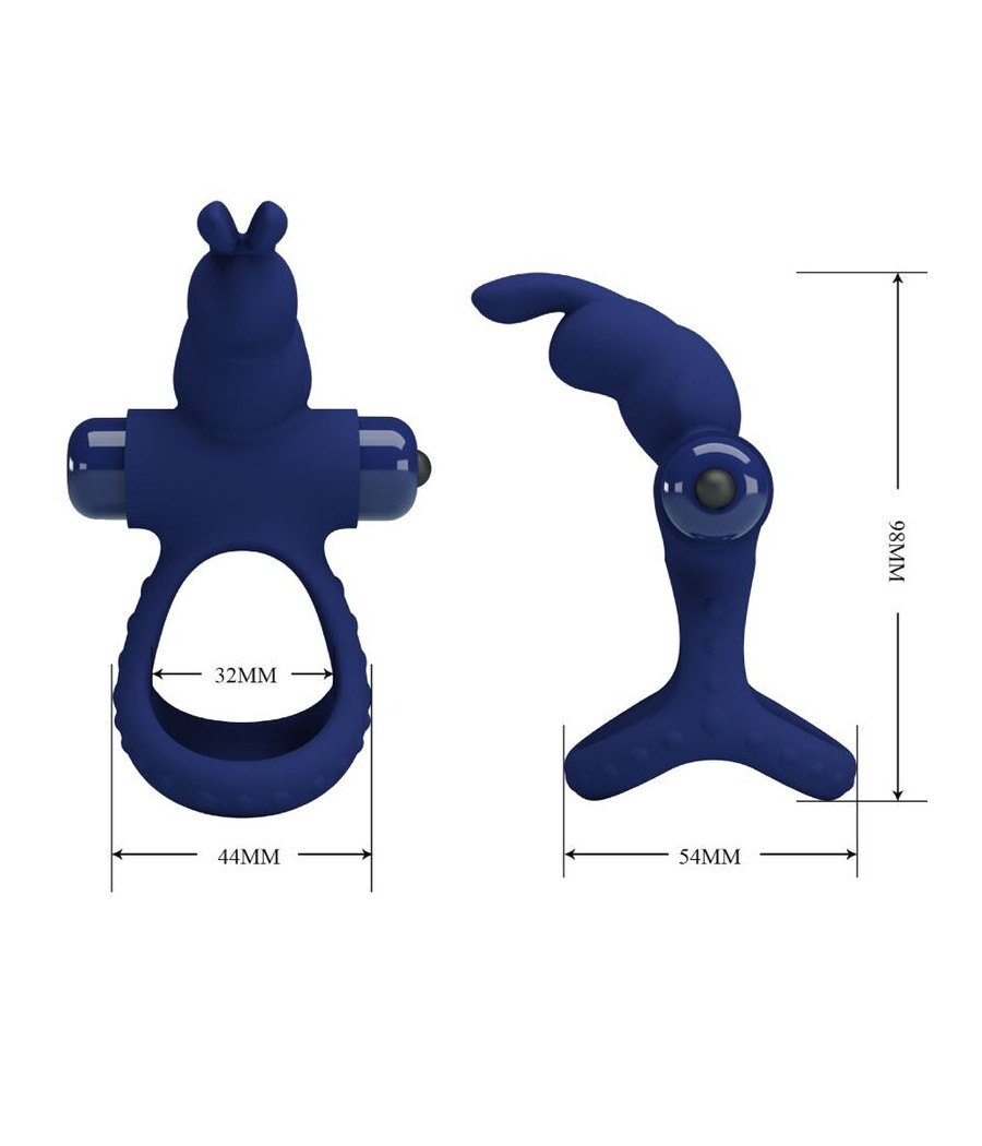 PRETTY LOVE - LUCHITO ANELLO VIBRANTE DOPPIO CONIGLIO BLU