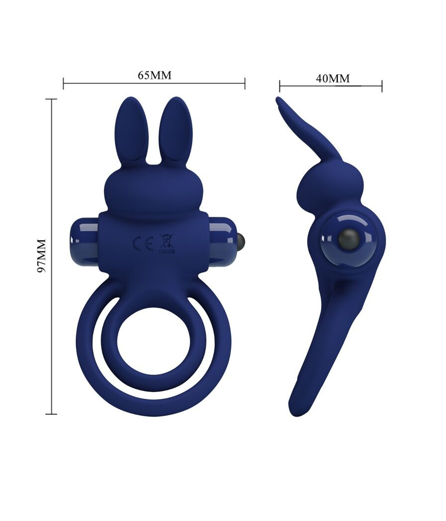 PRETTY LOVE - DAREY DOBLE ANILLO VIBRADOR RABBIT AZUL