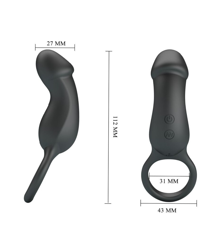 PRETTY LOVE - TRAE ANELLO VIBRANTE CON STIMOLATORE NERO