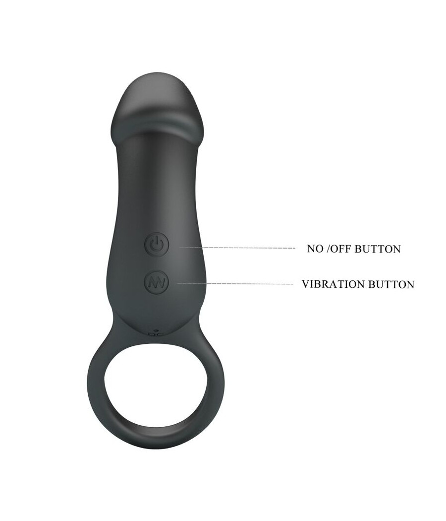 PRETTY LOVE - TRAE VIBRATING BLACK RING WITH STIMULATOR