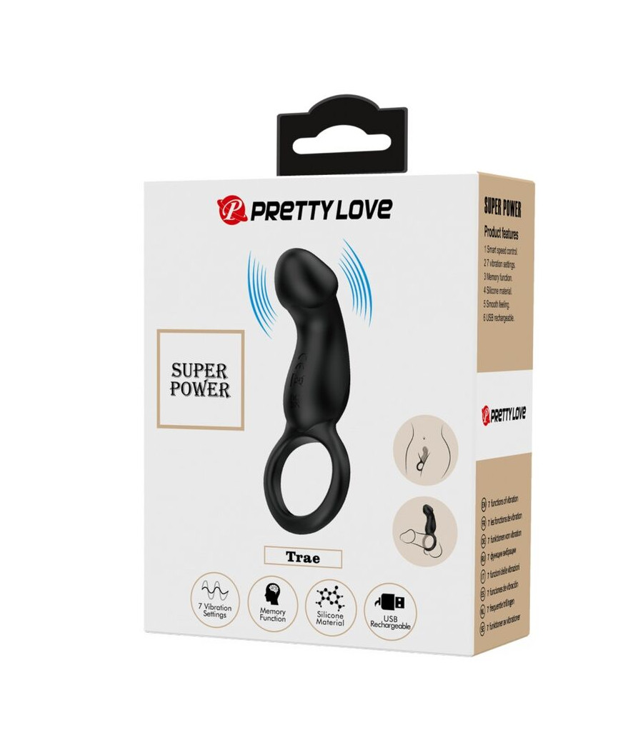 PRETTY LOVE - TRAE ANNEAU VIBRANT AVEC STIMULATEUR NOIR