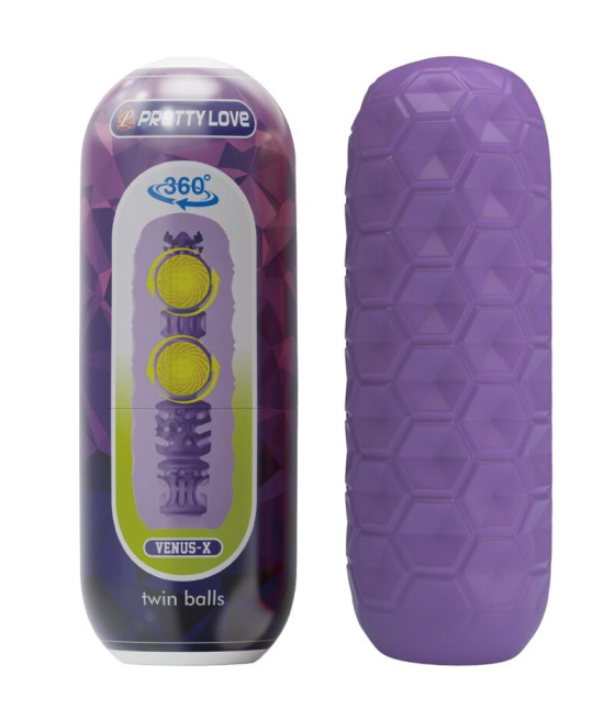PRETTY LOVE - MASTURBADOR MASCULINO TWIN BALLS ROXO