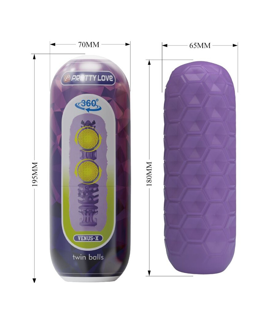 PRETTY LOVE - MASTURBADOR MASCULINO TWIN BALLS ROXO