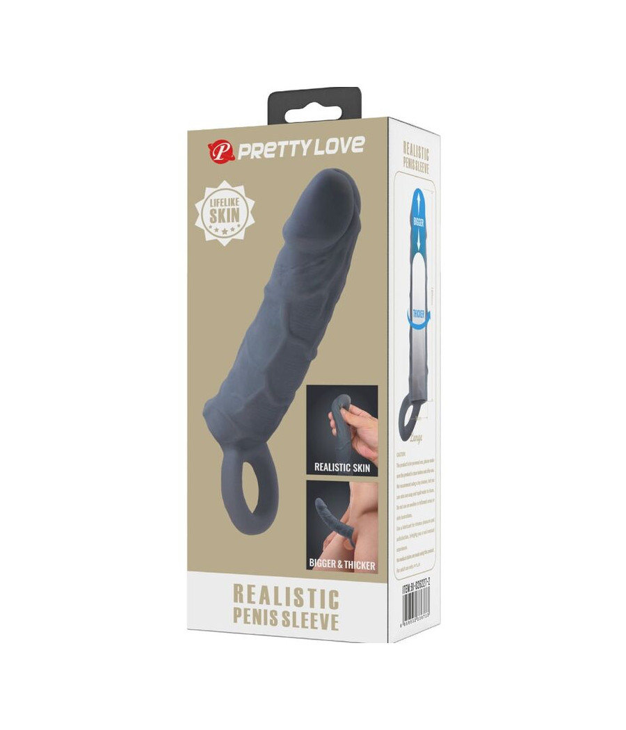 PRETTY LOVE - REALISTIC SKIN PENIS SLEEVE DARK GREY