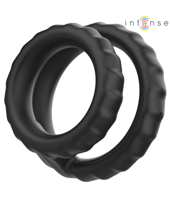 INTENSE - DEWEY DOUBLE SILICONE PENIS RING BLACK MODEL 2