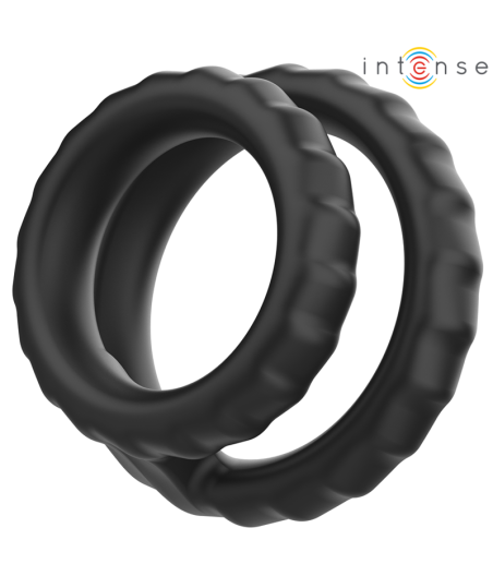 INTENSE - DEWEY DOPPIO ANELLO PER PENE IN SILICONE MODELLO NERO 2