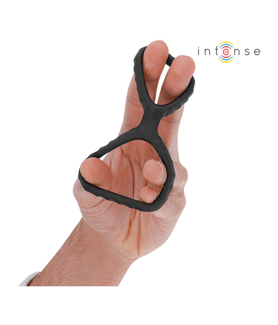 INTENSE - DEWEY DOPPIO ANELLO PER PENE IN SILICONE MODELLO NERO 2