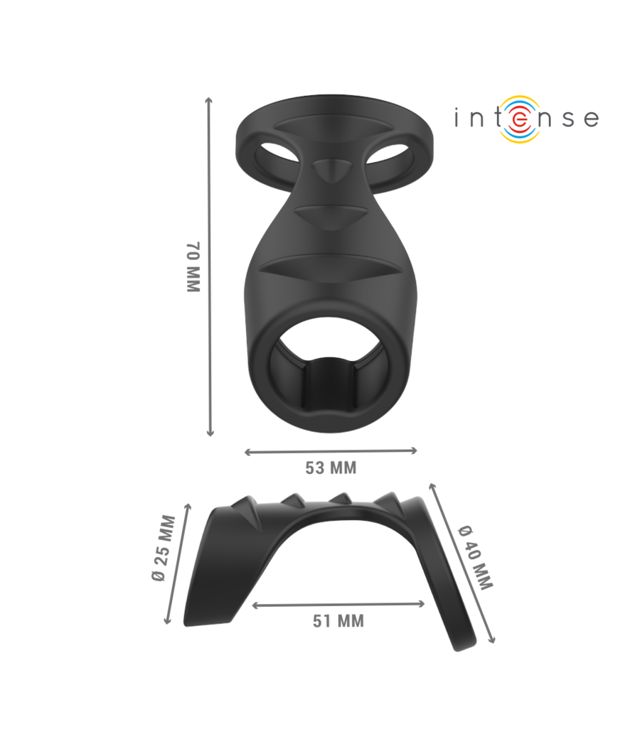 INTENSE - THEO ANNEAU PÉNIS DOUBLE SILICONE NOIR MODÈLE 3