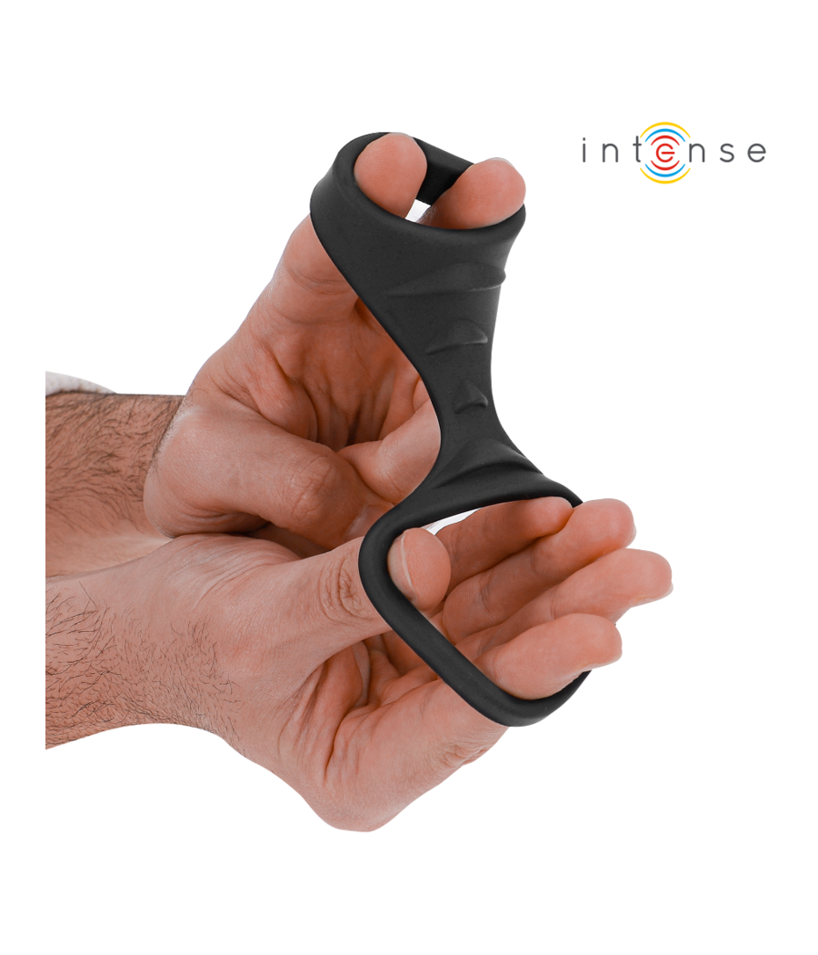 INTENSE - THEO ANNEAU PÉNIS DOUBLE SILICONE NOIR MODÈLE 3