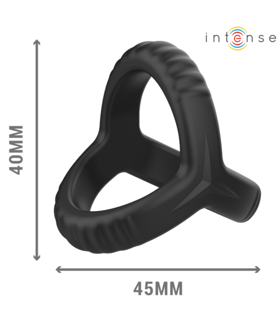 INTENSE - CARSON ANEL DE PÊNIS DUPLO DE SILICONE PRETO MODELO 4