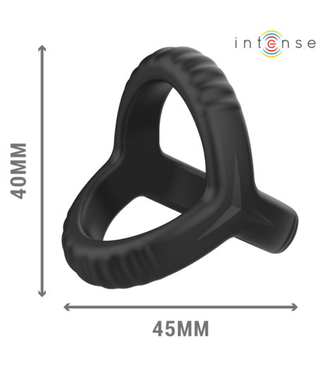 INTENSE - CARSON ANEL DE PÊNIS DUPLO DE SILICONE PRETO MODELO 4