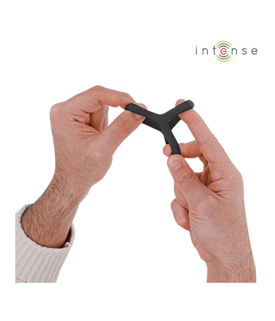 INTENSE - CARSON ANEL DE PÊNIS DUPLO DE SILICONE PRETO MODELO 4