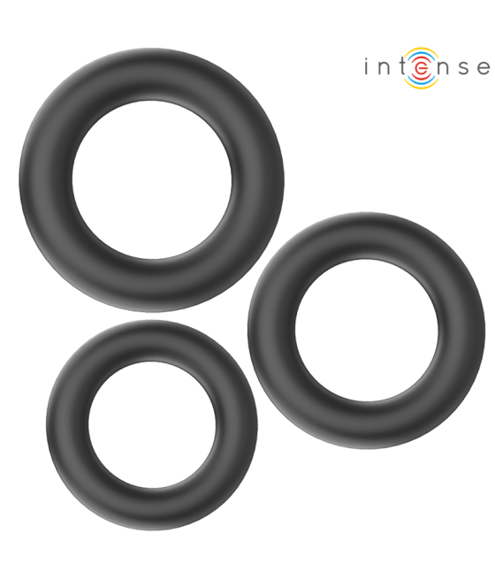 INTENSE - HUGH 3 BASIC SILICONE PENIS RINGS BLACK