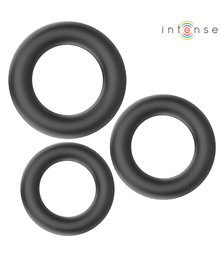 INTENSE - HUGH 3 BASIC SILICONE PENIS RINGS BLACK