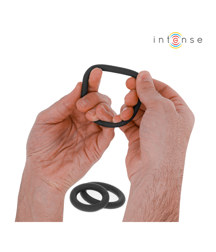INTENSE - HUGH 3 ANELLI PER PENE IN SILICONE BASIC NERI