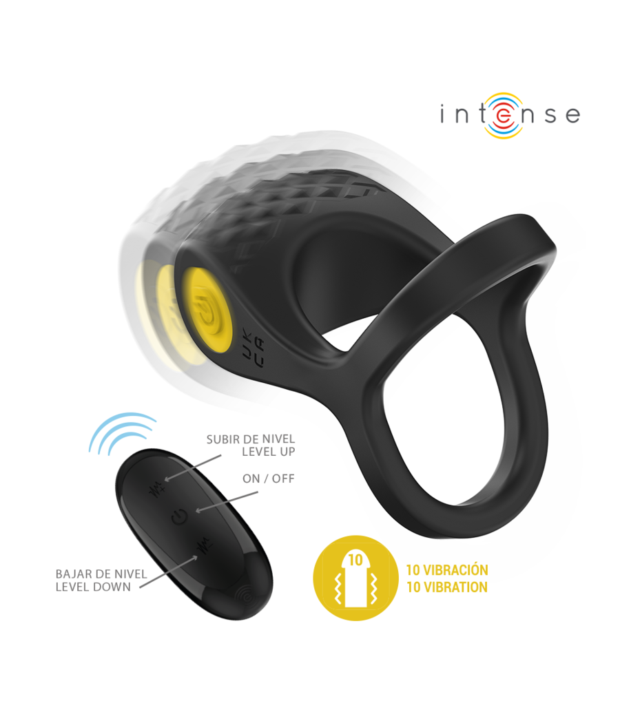 INTENSE - ALEX VIBRATOR DOUBLE PENIS RING 10 VIBRATIONS BLACK