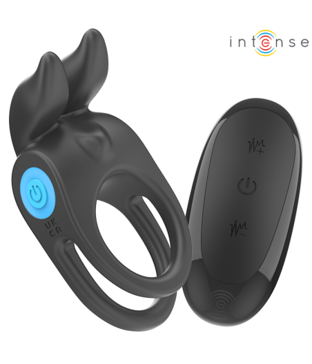 INTENSE - SAM VIBRADOR ANEL DUPLO PENIS 10 VIBRAÇÕES PRETO