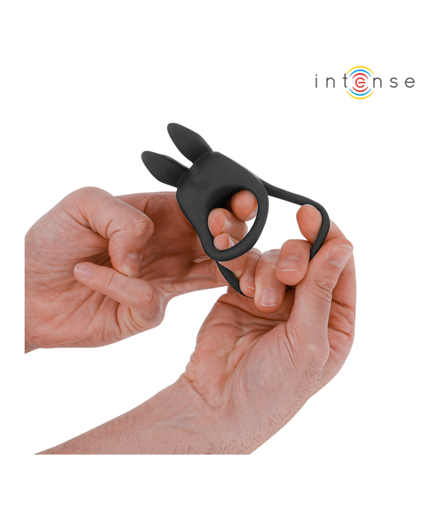 INTENSE - SAM VIBRADOR ANEL DUPLO PENIS 10 VIBRAÇÕES PRETO