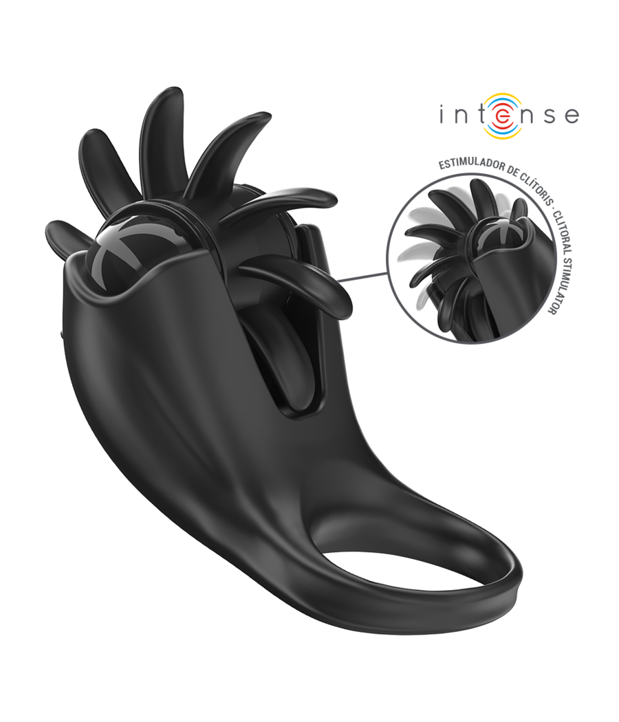 INTENSE - MABEL VIBRATING RING 10 VIBRATIONS WITH CLITORIS STIMULATOR BLACK