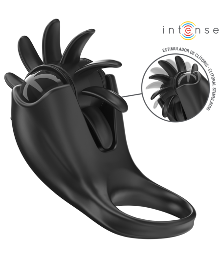 INTENSE - MABEL VIBRATING RING 10 VIBRATIONS WITH CLITORIS STIMULATOR BLACK