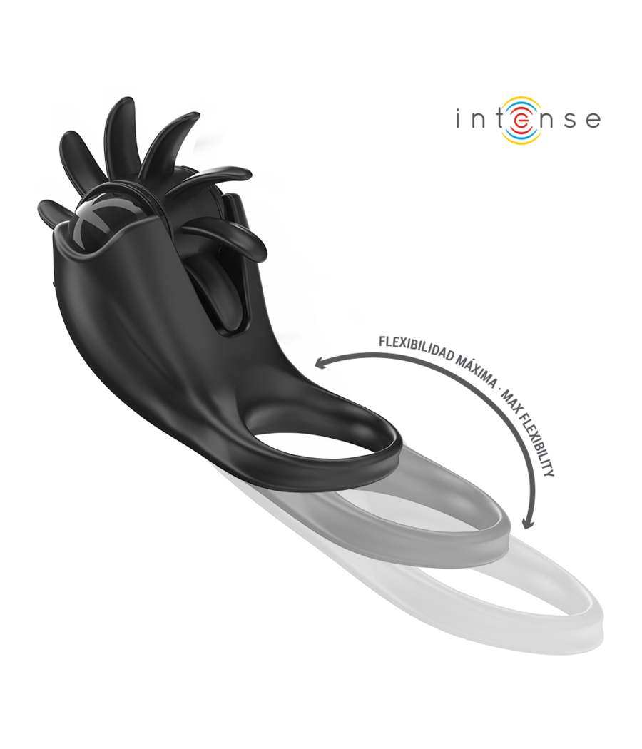 INTENSE - MABEL ANELLO VIBRANTE 10 VIBRAZIONI CON STIMOLATORE CLITORIDEO NERO