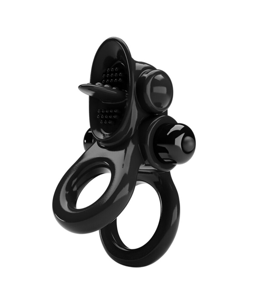 PRETTY LOVE - PASSIONATE RING DOUBLE ANNEAU VIBRANT + STIMULATEUR DE CLITORIS NOIR