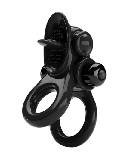 PRETTY LOVE - PASSIONATE RING DOUBLE VIBRATING RING + CLITORIS STIMULATOR BLACK