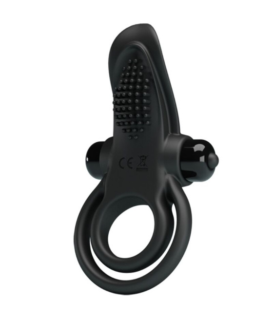 PRETTY LOVE - DOPPELTER VIBRATIONSRING + KLITORISSTIMULATOR 10 VIBRATIONEN SCHWARZ