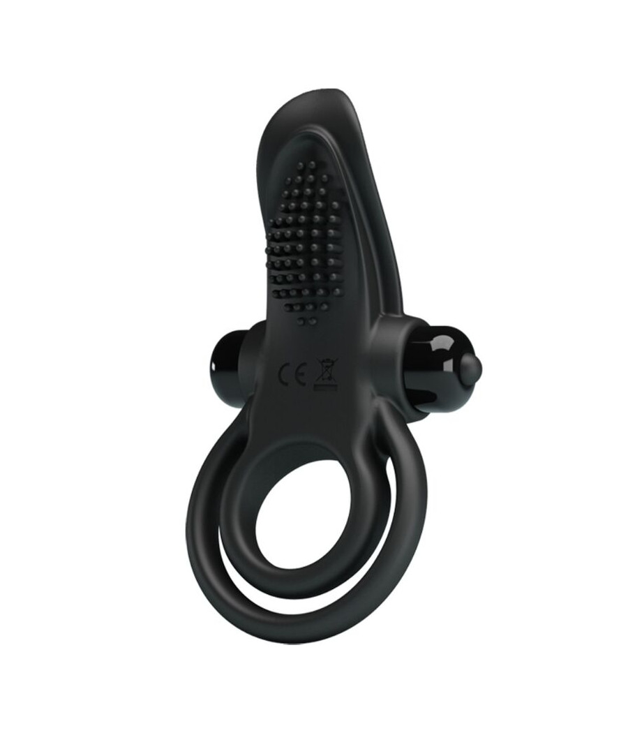 PRETTY LOVE - DOUBLE ANNEAU VIBRANT + STIMULATEUR DE CLITORIS 10 VIBRATIONS NOIR