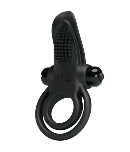 PRETTY LOVE - ANEL VIBRATÓRIO DUPLO + ESTIMULADOR DE CLITÓRIS 10 VIBRAÇÕES PRETO